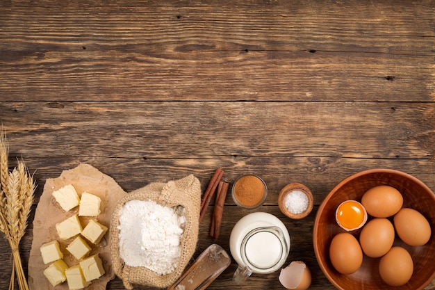 Ingredients for baking bread and muffins