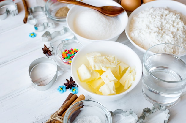 Ingredients for baking gingerbread or cake