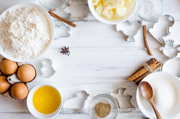 Ingredients for baking gingerbread or cake