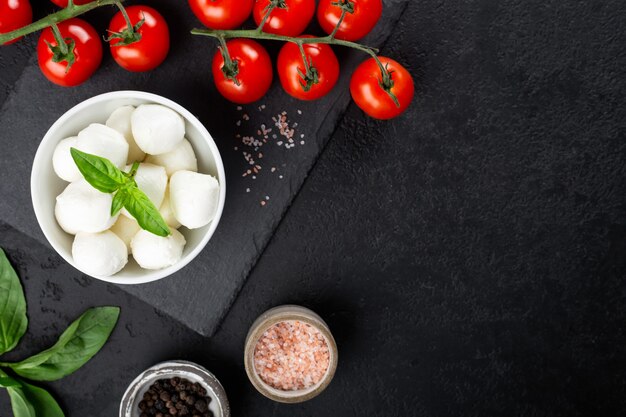 ingredients for caprese salad mozzarella balls