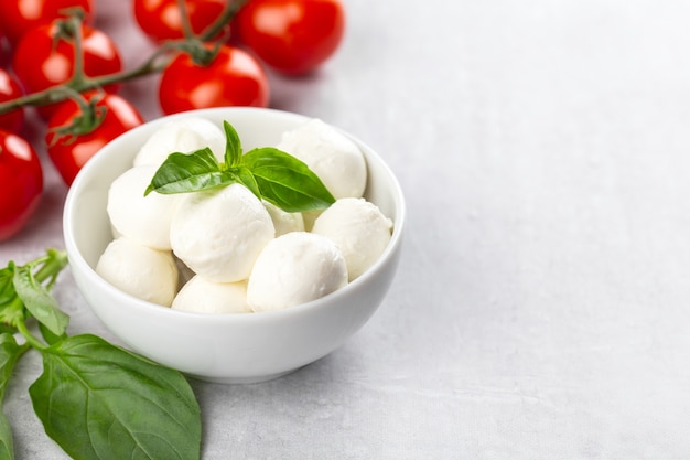 ingredients for caprese salad mozzarella balls