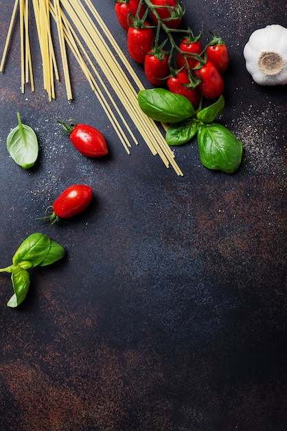 Ingredients for cooking italian pasta