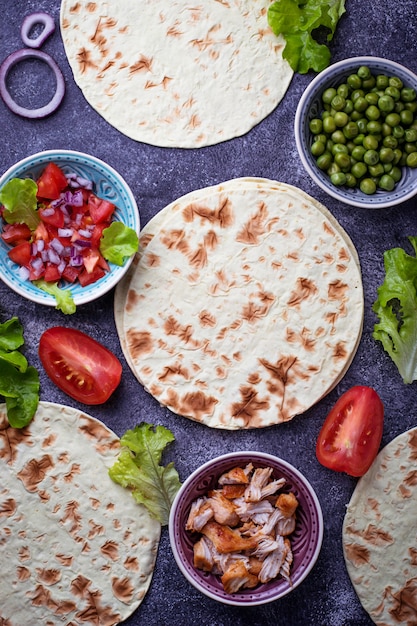 Ingredients for cooking Mexican tacos