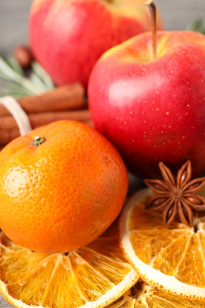 Ingredients for cooking mulled wine, close up