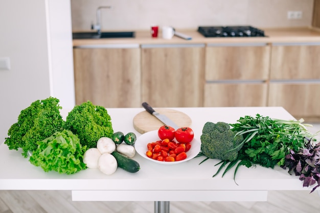 Ingredients for cooking vegan dishes vegetables roots spices mushrooms and herbs