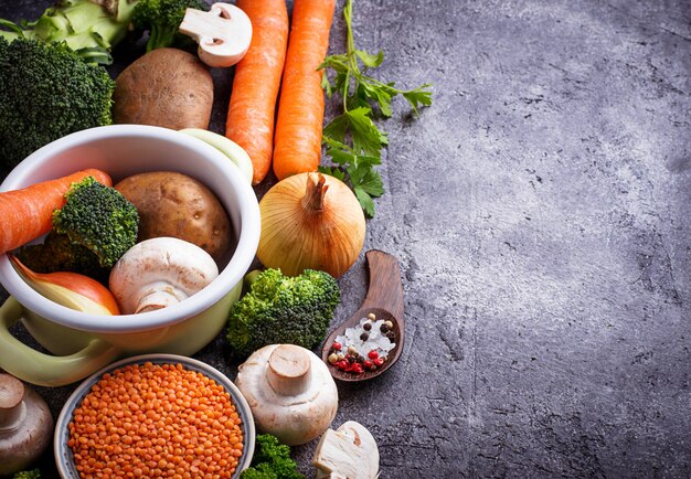 Ingredients for cooking vegetable soup