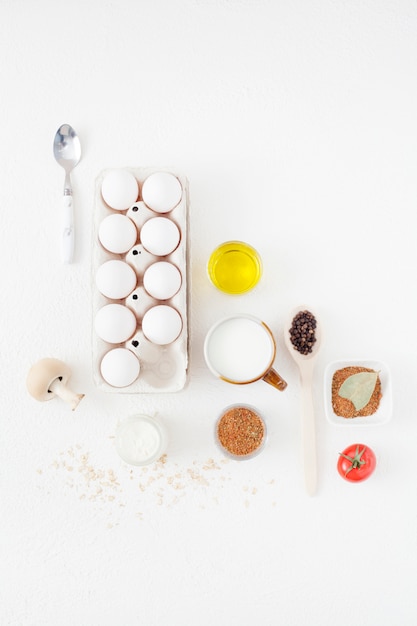 Ingredients for cooking on a white background