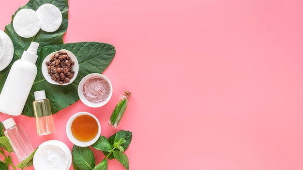 ingredients for cosmetics and copy-space