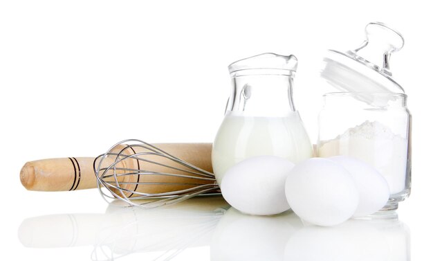 Ingredients for dough isolated on white