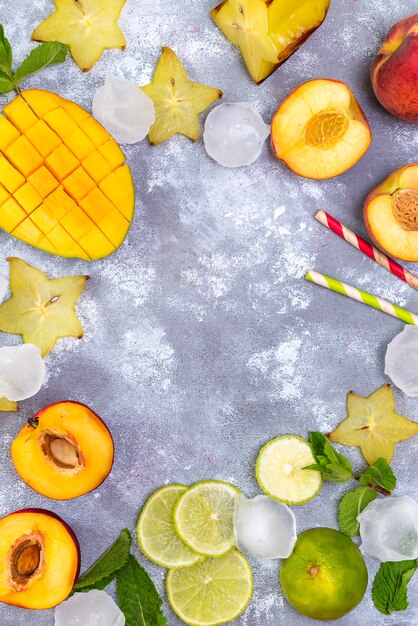 Ingredients for fruits summer beverages