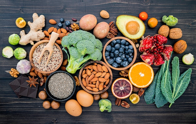 Ingredients for the healthy foods selection set up.