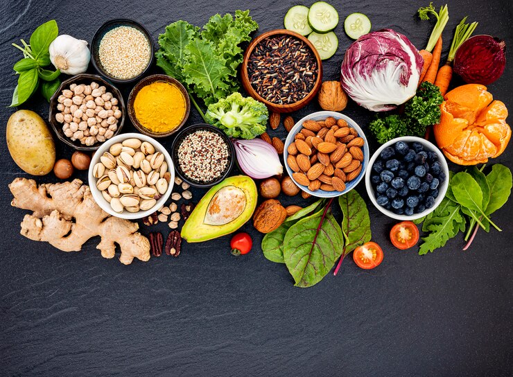 Photo ingredients for the healthy foods selection. 