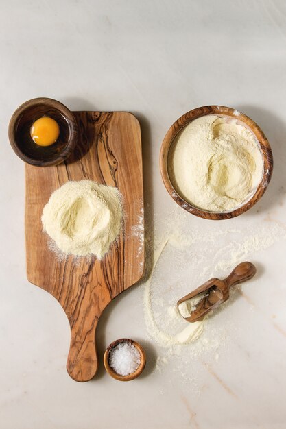 Ingredients for homemade pasta cooking