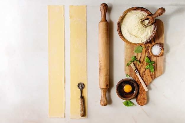 Ingredients for homemade pasta cooking