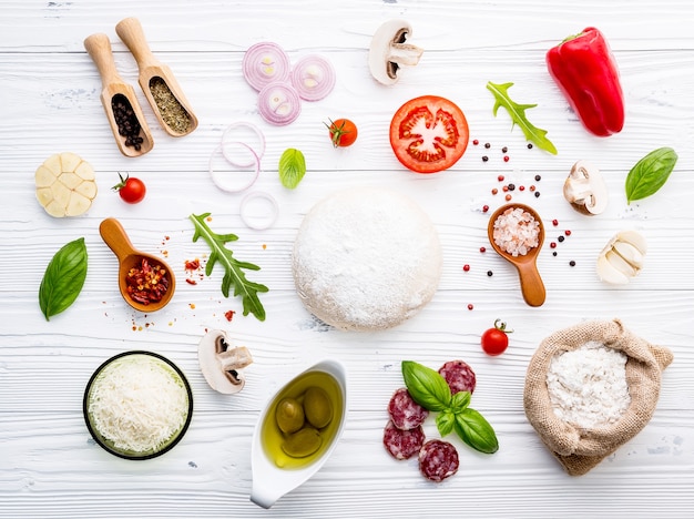 The ingredients for homemade pizza 