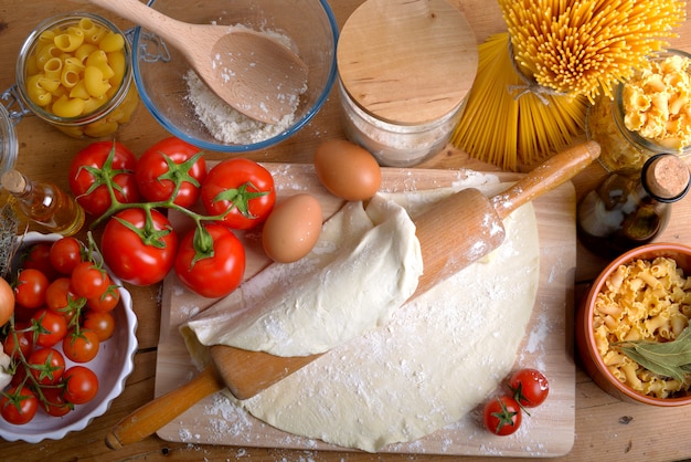 Ingredients of italian pasta