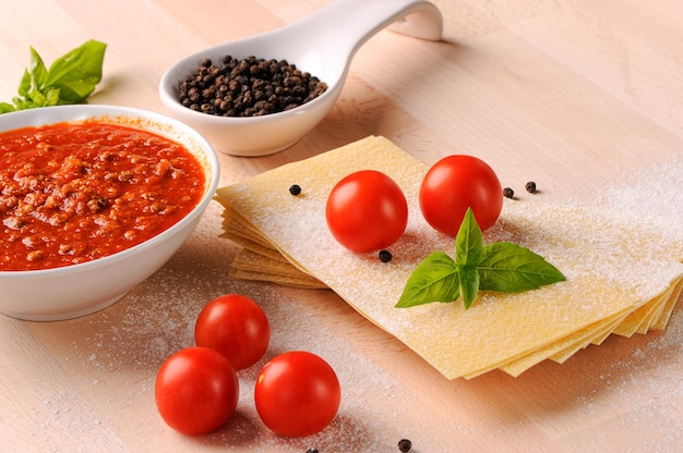 Ingredients for lasagna