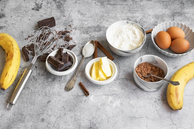 Foto ingredienti per fare il pane alla banana dolce dessert fatto in casa temi di panetteria