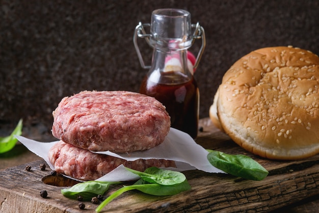 Ingredients for making burger