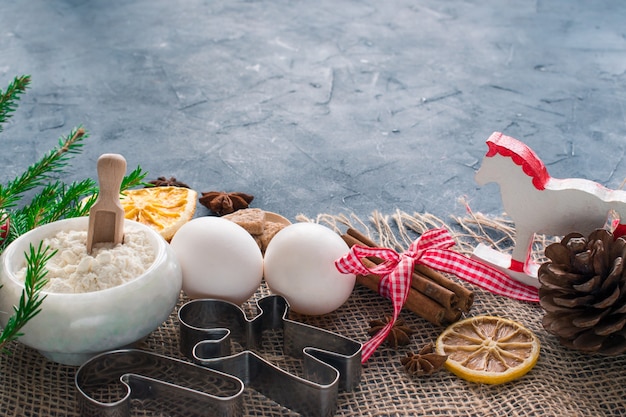 Ingredients for making Christmas cookies