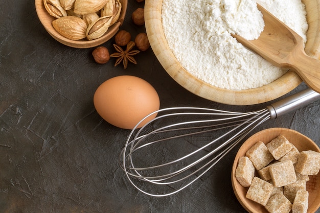 Ingredients for making homemade Christmas cookies