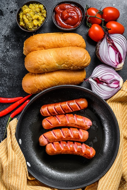 Ingredients for making homemade hot dogs.