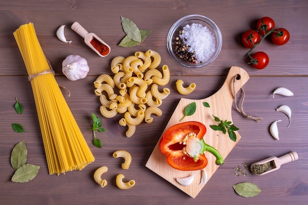 Ingredients for making italian pasta