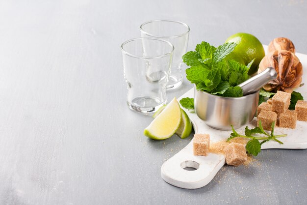 Ingredients for making mojitos