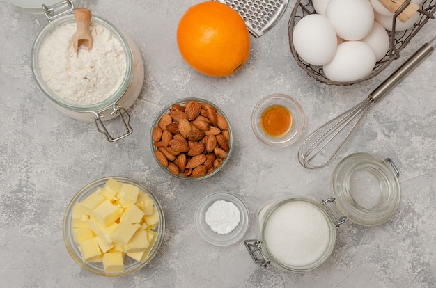 Ingredients for making traditional Italian cantucini cookies Recipe step by step