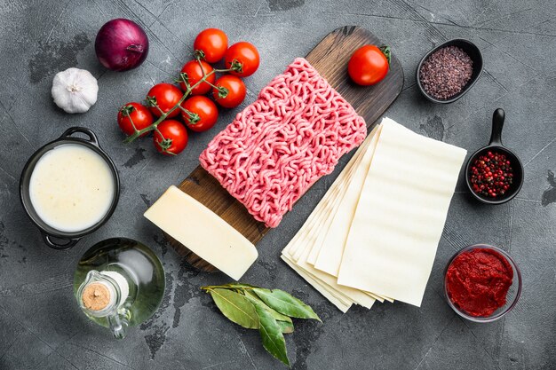 Ingredients for making traditional lasagna