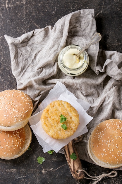 Ingredients for making vegan burger