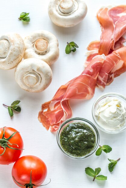 Ingredients for mushroom burger