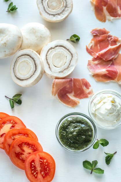 Ingredients for mushroom burger