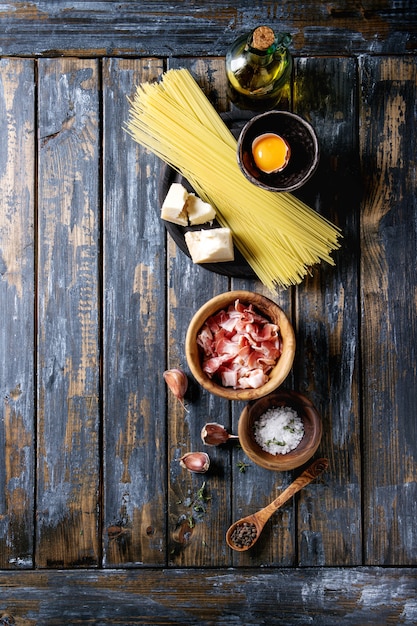 Ingredients for pasta carbonara