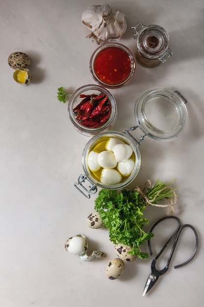 Ingredients for pickled quail eggs