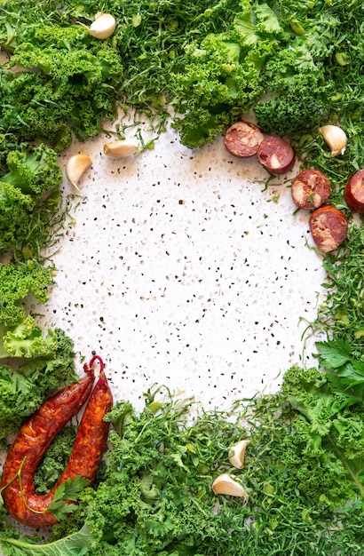 Ingredients for Portuguese soup called Caldo Verde