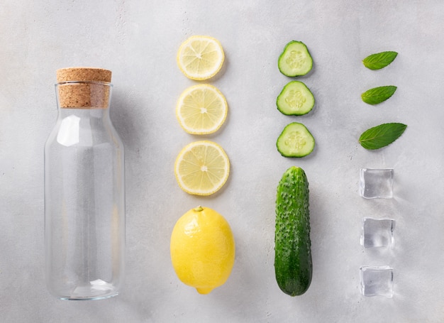 Ingredients for preparing healthy detox water