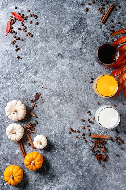 Ingredients for pumpkin latte