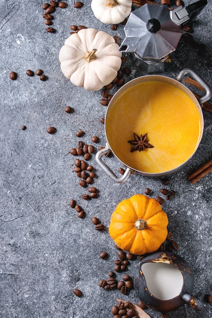 Ingredients for pumpkin latte