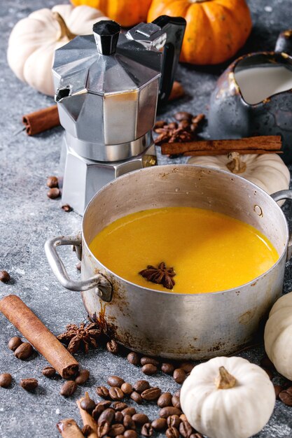 Ingredients for pumpkin latte