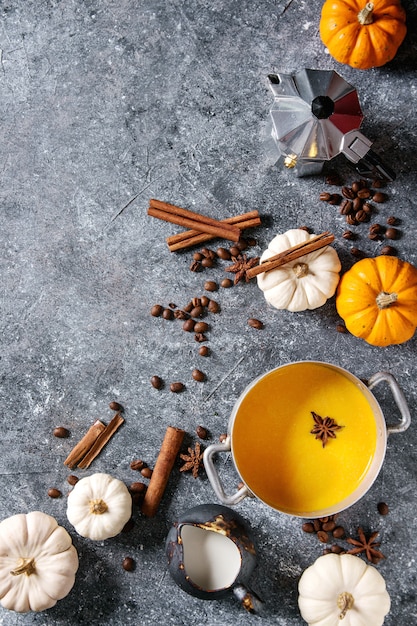 Ingredients for pumpkin latte