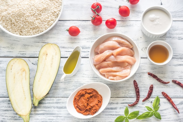 Ingredients for thai red chicken curry