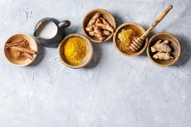 Ingredients for turmeric latte