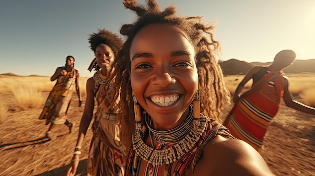 inheemse vrouw uit Afrika die een selfie maakt