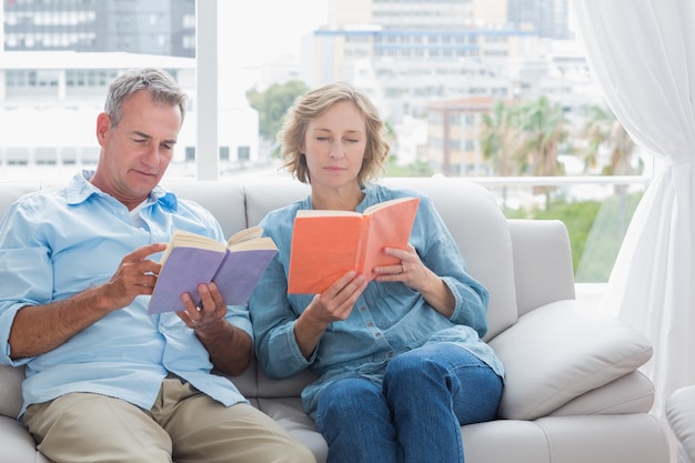 Inhoud paar lezen van boeken op de bank