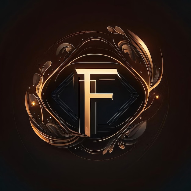 Фото Первоначальная буква f логотип с декоративным орнаментом роскошная цветочная монограмма