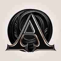 Photo initial letter a monogram logo design in black and gold colors