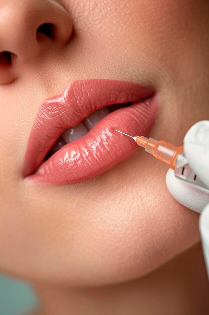 injecteren hyaluronzuur in uw lippen Selectieve focus