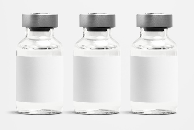 Injection glass vials with blank white label