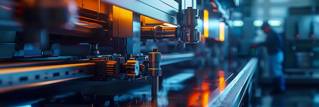 an injection molding machine churning out plastic components with a technician monitoring the gauges and controls